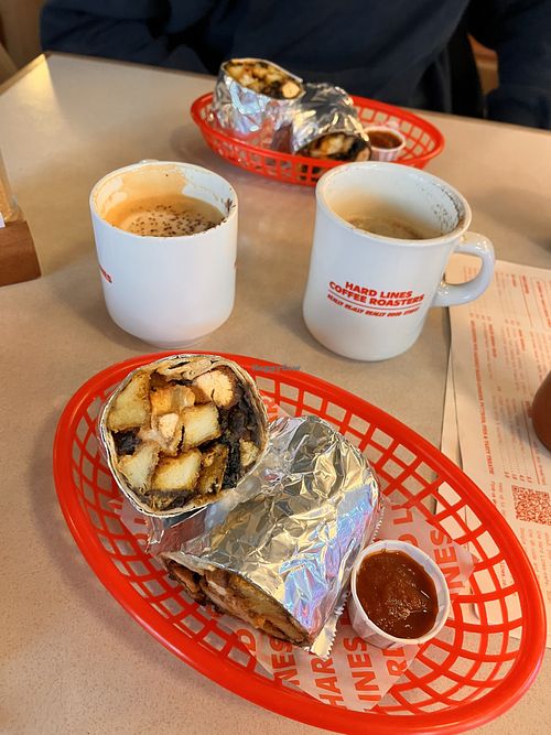 vegan burrito   at Hard Lines Cafe in Cardiff