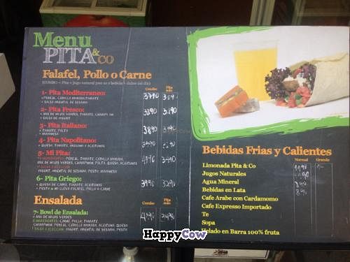 menu January 2013 at Pita and Co in Santiago