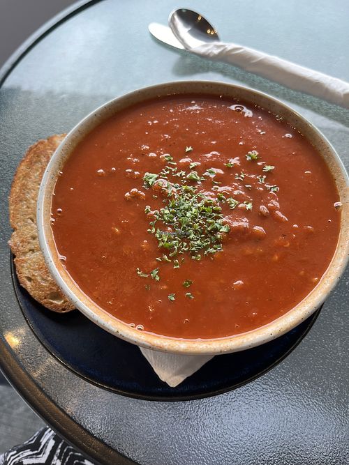 Vegetable tomato soup  at Dixie Blue in Deloraine