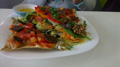 raw 'meaty' vegan pizza at Pure on Raw in Sheffield
