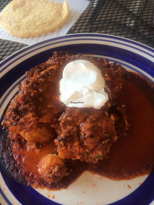 'Sloppy tots' - Tater tots with sloppy joe filling on top. Surprisingly delicious!  at Grounds For Coffee in Clearfield