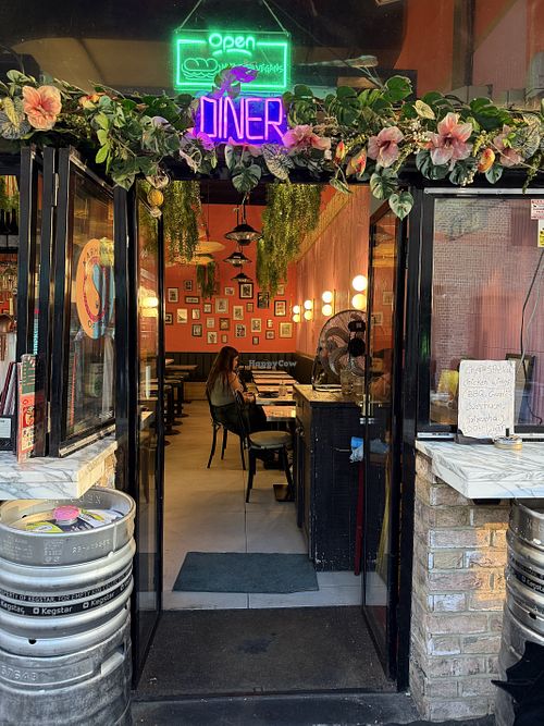 outside in  at Meat The Vegans in North West London