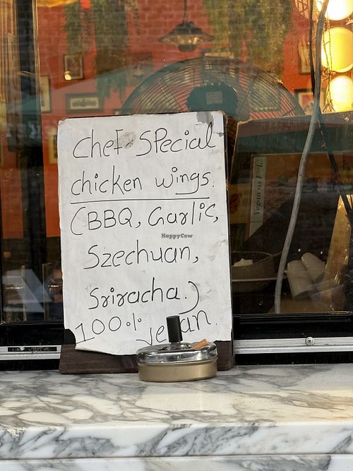 sign  at Meat The Vegans in North West London