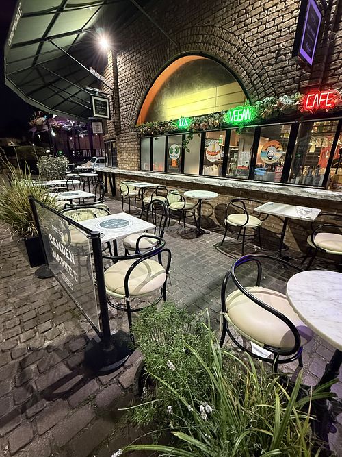 outside  at Meat The Vegans in North West London