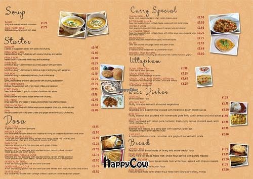 Menu's at Sri Ganapathi in Leicester