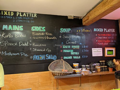 Menu at World Peace Cafe in Manchester