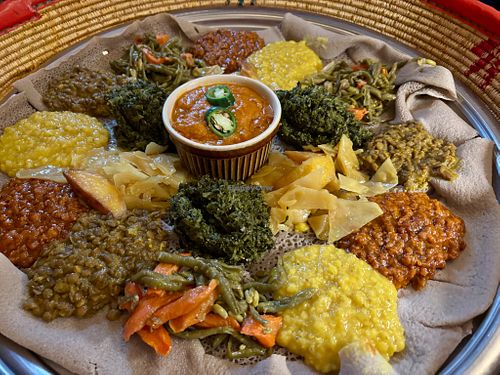 Vegetarian platter for four at Demera in Frankfurt