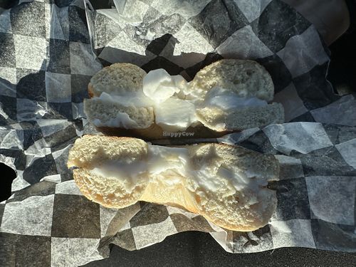 Toasted salt with vegan cream cheese  at DeWitt Bagel Company in Syracuse