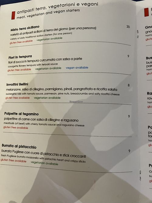 Menu  at Due Pistacchi Restaurant in Catania