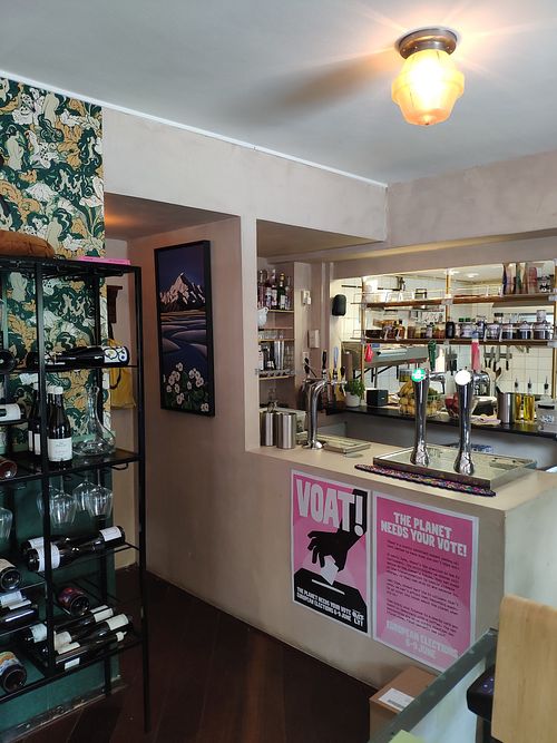 Bar with wine rack at Café Lief  in Haarlem