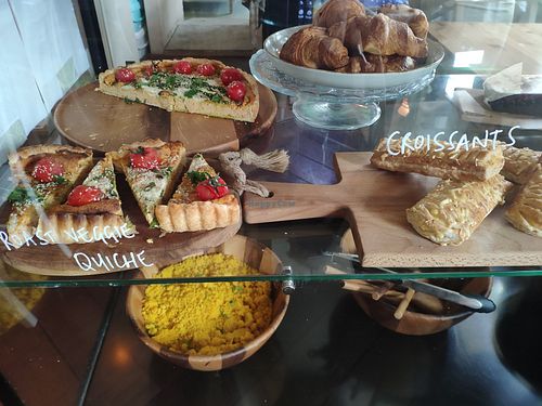 Vitrine with baked goods at Café Lief  in Haarlem