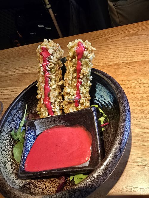 crispy tofu and raspberry dip  at Ginya Vegan House  in Hamburg