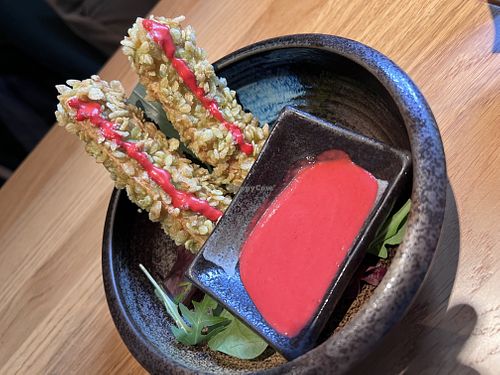 crispy tofu with raspberry dip  at Ginya Vegan House  in Hamburg