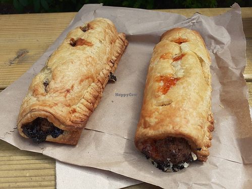 Onion chutney sausage roll and sweet chilli sausage roll at Prism Coffee in Gateshead