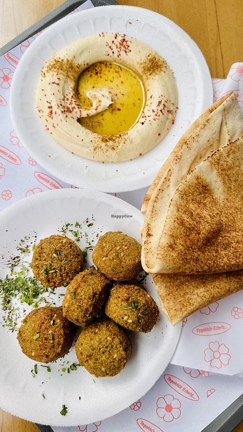 Falafel with hummus  at Flora Falafel in Istanbul