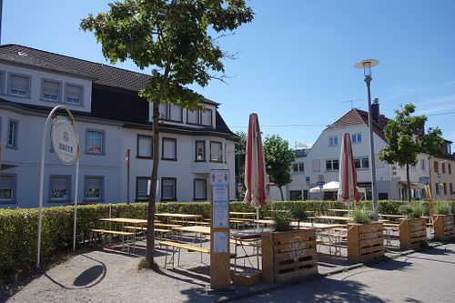Outdoor seating just across the street at Ilse in Saarbrucken