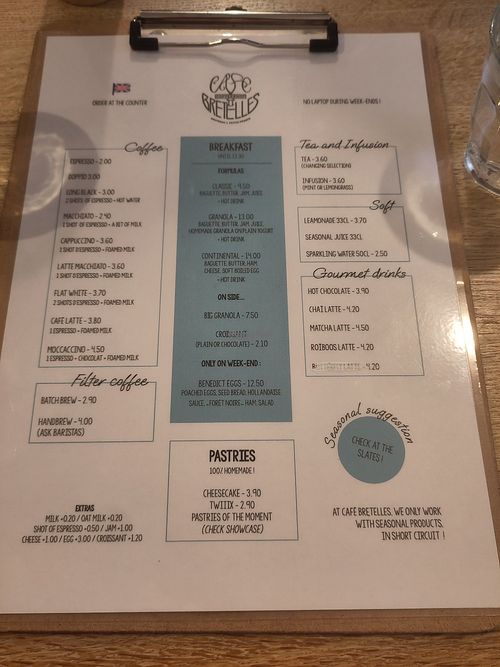 Menu at Café Bretelles - Petite France in Strasbourg