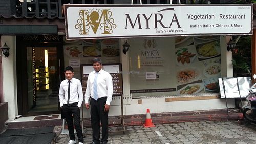 Outside with friendly staff at Jai palace in Bangkok
