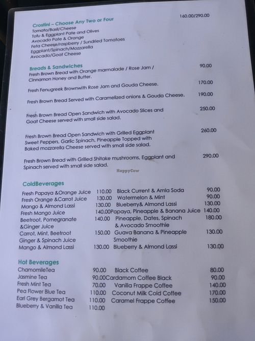 Menu 2 at Cafe Nature's Blessing in Mysore