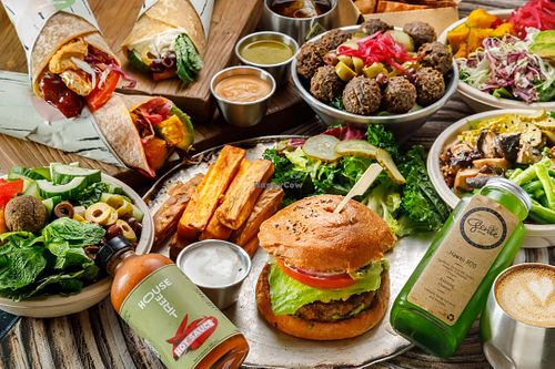 🪴 TREEHOUSE Spread – Plant-Based Variety with Style | From veggie burgers and falafel bowls to sweet potato fries, wraps, salads, and dips  at TREEHOUSE - Causeway Bay in Hong Kong Island