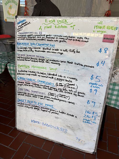Menu at farmers market  at BaBa Duck - Pop-Up in Troy