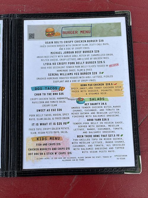 Menu  at Mr & Mrs Glen's Cafe in Glenorchy