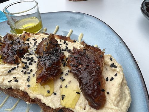 Hummus and dates   at Charlys & Toms - The Brunch Club in Gran Canaria