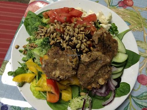 The works with falafel balls at Sweet Pea Garden Pantry in Jellico