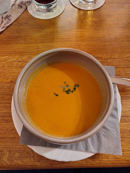Paprikaschaumsuppe at Gasthof Groß in Bergkirchen