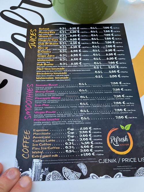  at Refresh Juice Bar in Dubrovnik