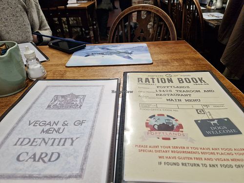 Vegan menu available upon request at Poppylands in Great Yarmouth