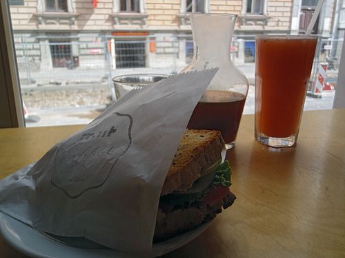 Vegan sandwich at MiiT in Riga