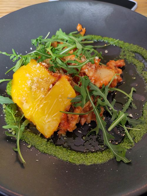 Vegan lasagna at MiiT in Riga