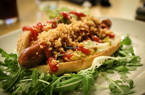 vegan hot-dog at MiiT in Riga