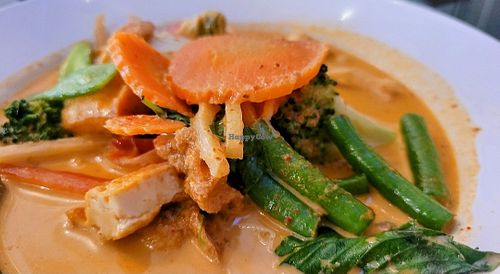 Penang red curry with basmati rice. at Nine Thai Cuisine in Pitman