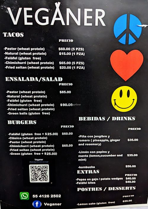Menu flier found in hostel at Veganer  in El Pacayal