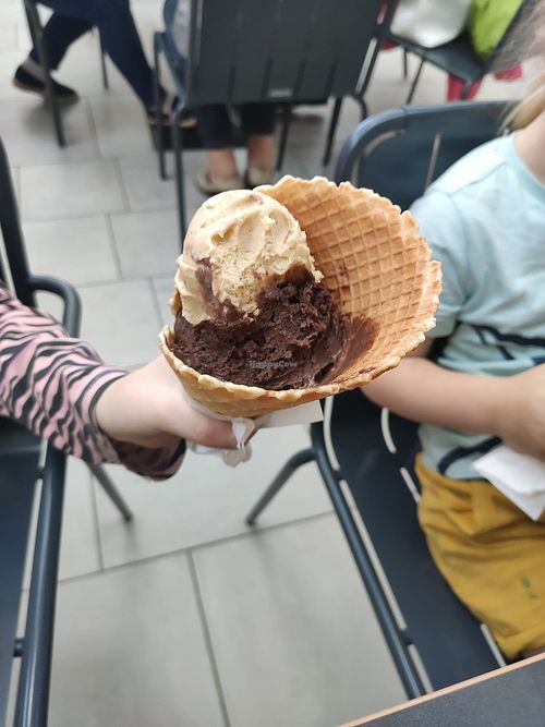 Vegan chocolate and vanilla (already half devoured) at Grycan in Bydgoszcz