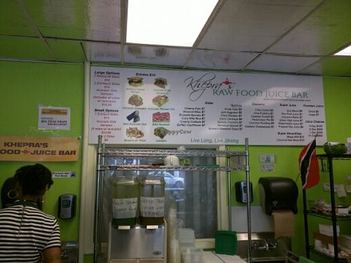 The menu board. at Khepra's Raw Food Juice Bar in Washington