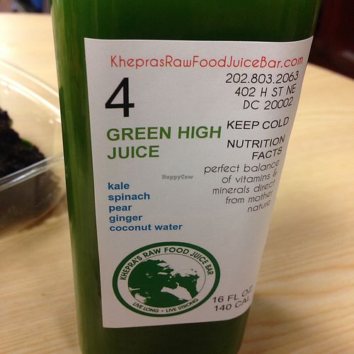 very delicious juice at Khepra's Raw Food Juice Bar in Washington
