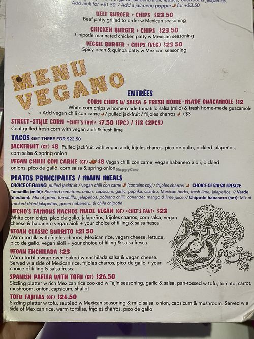 Paella with tofu  at Hecho En Mexico in Mornington