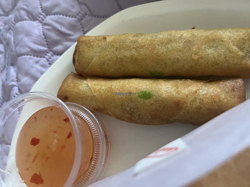 Vegetarian spring rolls  at Obanhmi Factory Shop in Surrey
