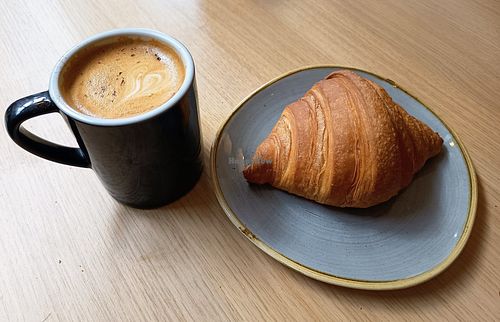 Vegan cappuccino & vegan croissant at Stir Bakery in Cambridge
