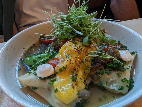 Super leckere vegane Maultaschen at Virtshaus in Ulm