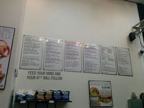 The menu on the wall at Blossom Du Jour - Midtown in New York City