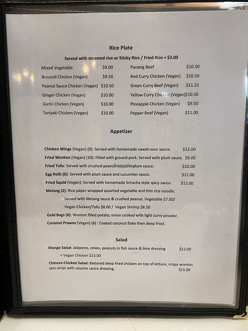 All vegan menu during soft opening  at Buatong - Thai Vegan Restaurant in Fresno