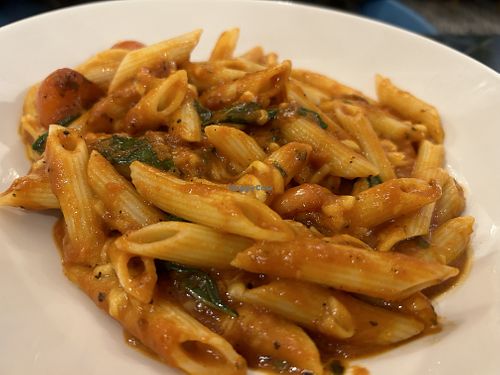 Penne Caprese with vegan cheese  at Amore in Berwick-upon-tweed