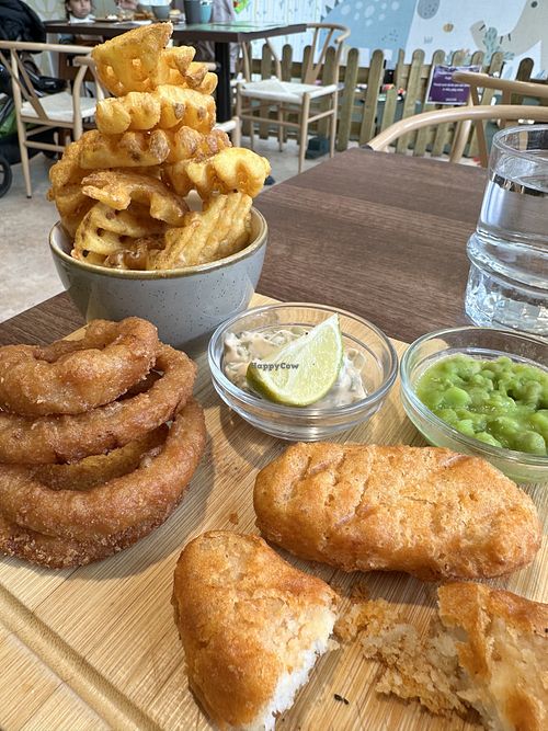 Vegan fish and chipss  at Garden of Eden in Windsor