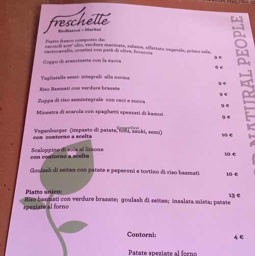Menu Today at Freschette BioBistrot in Palermo