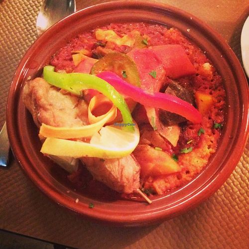 Vegan couscous, vegetables, and seitan at Le Grenier de Notre Dame in Paris