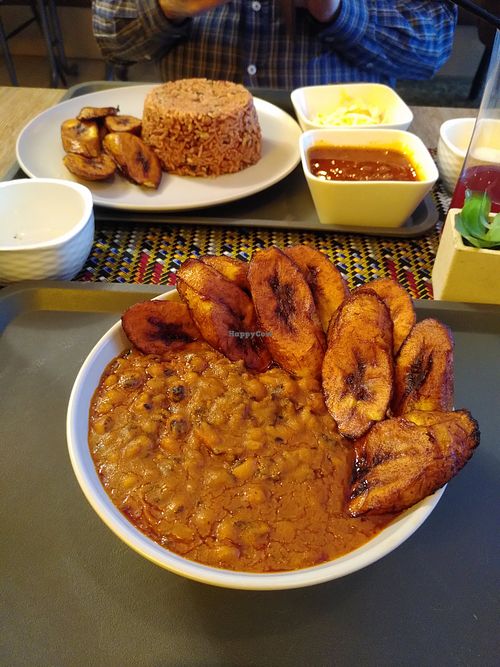 Beans and plantain and Waakye at The Jollof Place in Almere